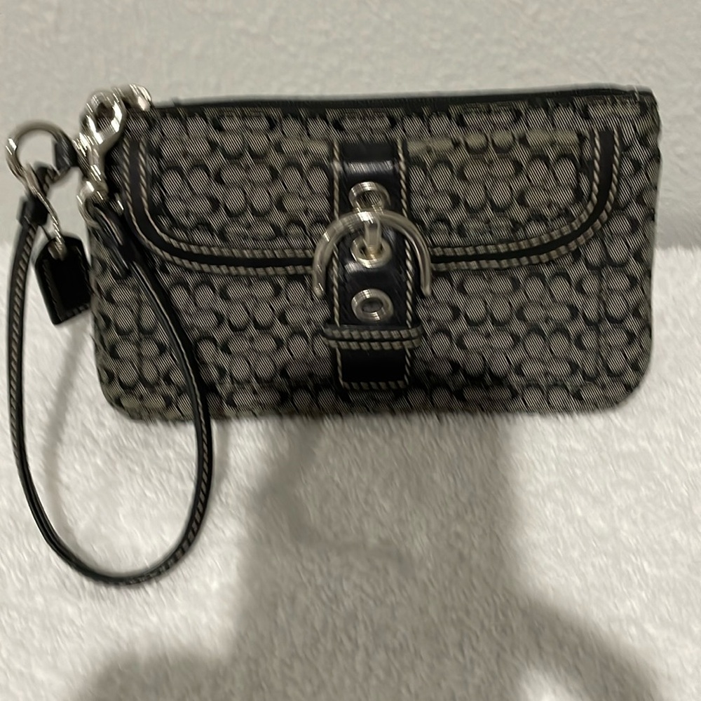 Coach black and gray wristlet